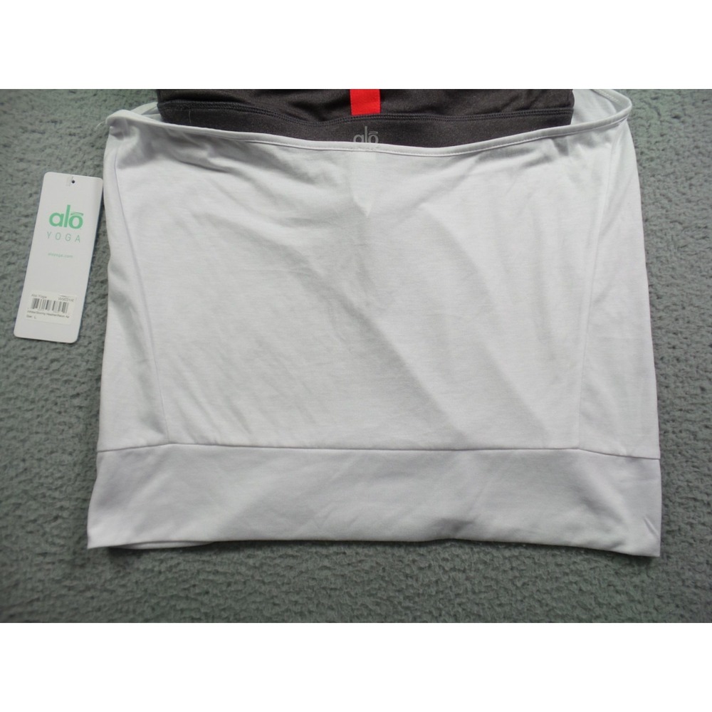 Alo Yoga Top Womens Size Large White Gray Current Tank Built-In Bra Stretch‎ NWT - Picture 5 of 12